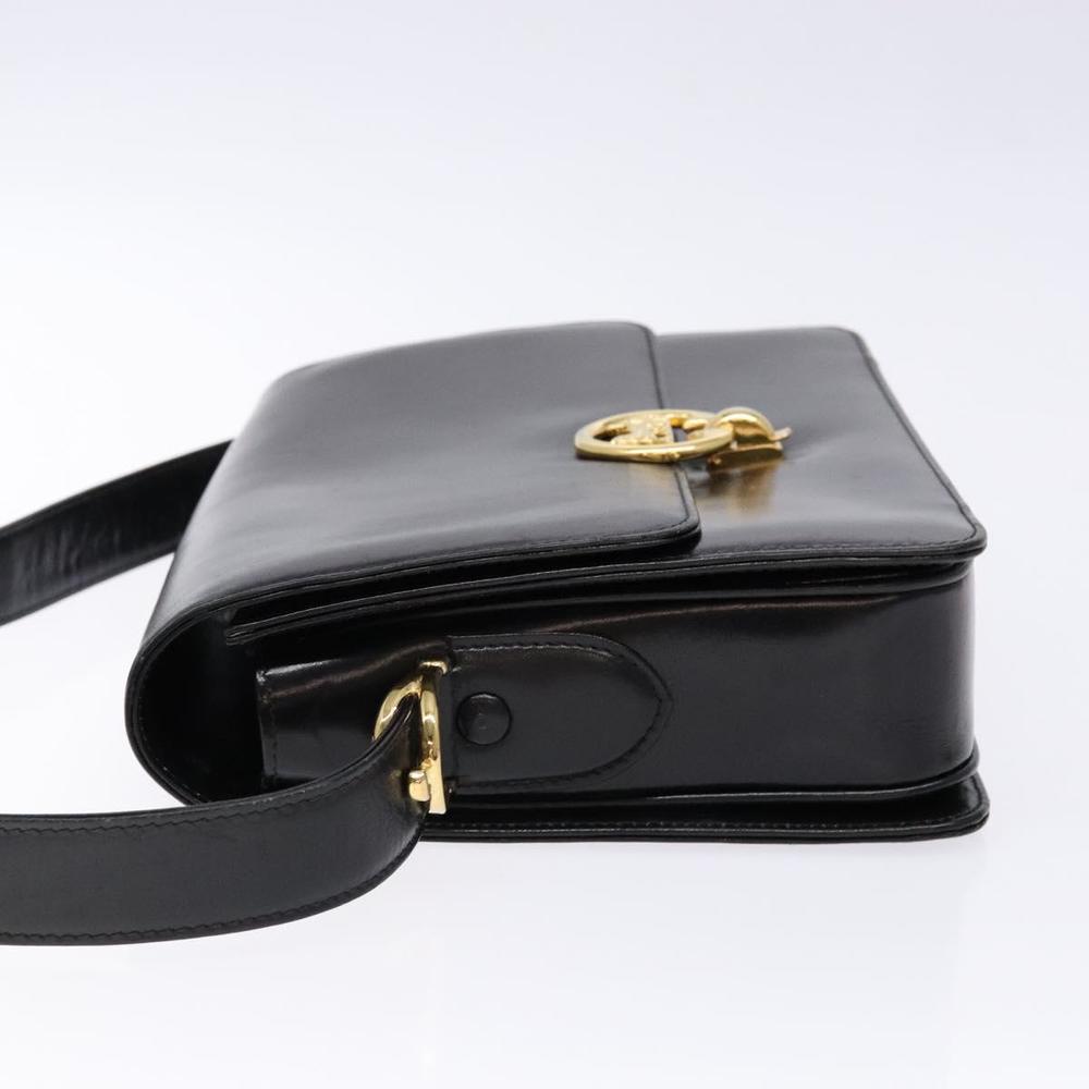 CELINE Horse Carriage Shoulder Bag Leather Black Gold Auth ki5948 - Picture 4 of 16